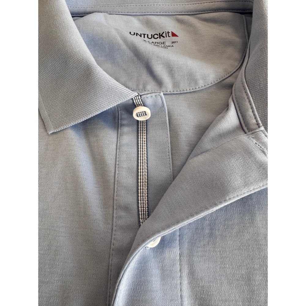 UNTUCKit Damaschino Mens XL Light Blue Cotton Short Sleeve Polo Shirt 35510 - Picture 5 of 10